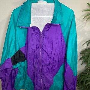 Vintage Teal and Purple Women's Bomber Jacket